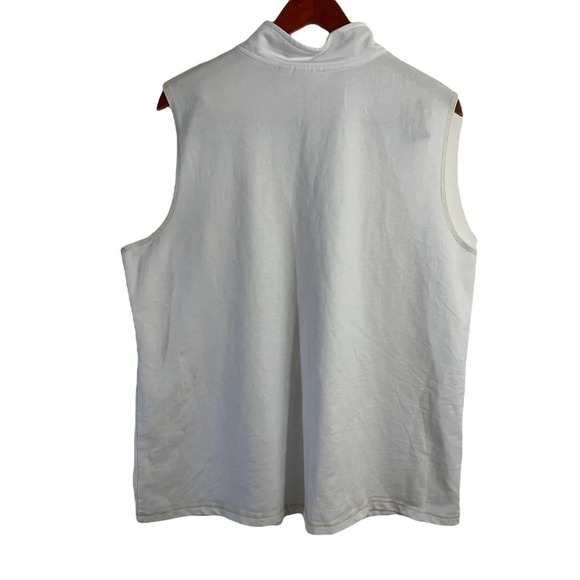Quacker Factory White Full Zip Up Tank Top XL Mock Neck Rhinestone Embellished - Picture 3 of 8